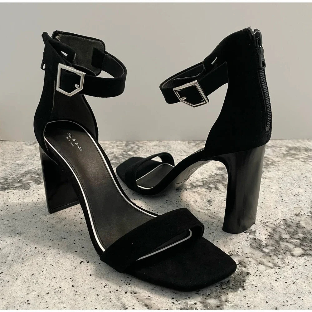 Rag & Bone Ellis Sandal High Heel Black Suede Size 39 9 NEW